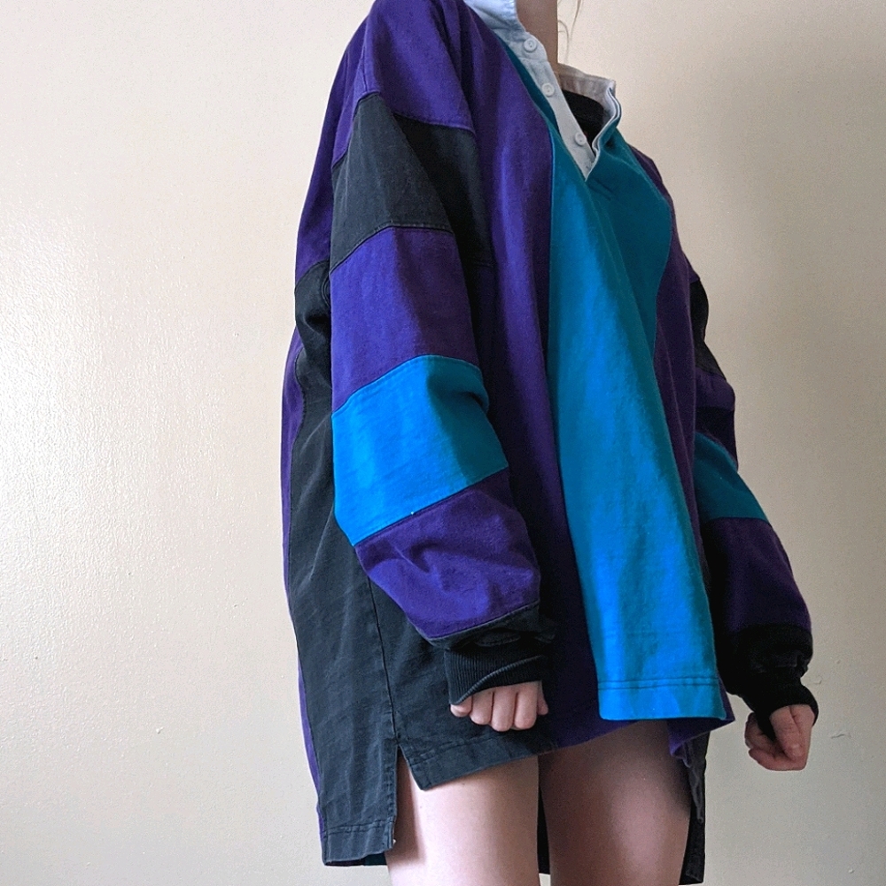 Color block rugby polo